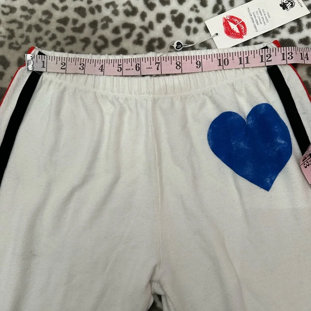 Wildfox Classic Heart Bottom Knox Pants Vintage Varsity Clean White Size Small